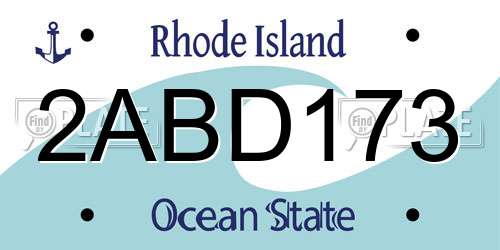 2ABD173 Rhode Island License Plate