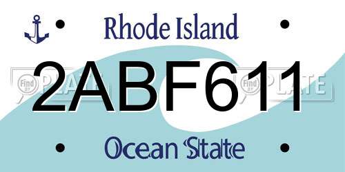 2ABF611 Rhode Island License Plate