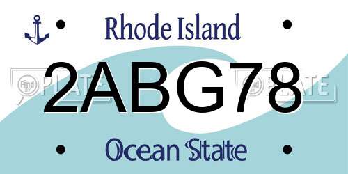 2ABG78 Rhode Island License Plate