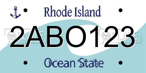 2ABO123 Rhode Island License Plate