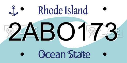 2ABO173 Rhode Island License Plate