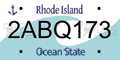 2ABQ173 Rhode Island License Plate