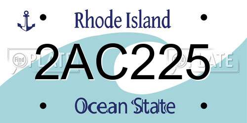 2AC225 Rhode Island License Plate
