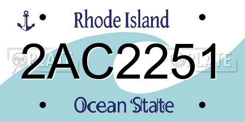 2AC2251 Rhode Island License Plate