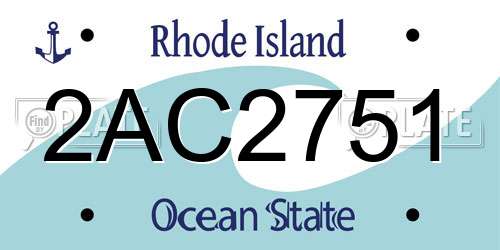 2AC2751 Rhode Island License Plate
