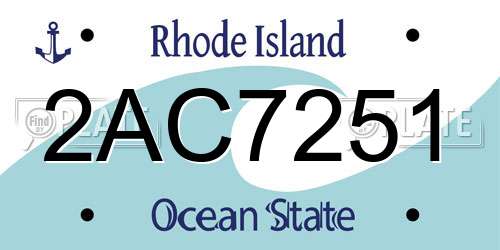2AC7251 Rhode Island License Plate