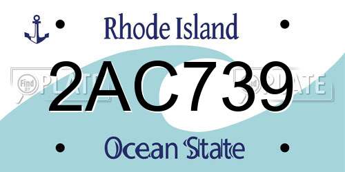 2AC739 Rhode Island License Plate