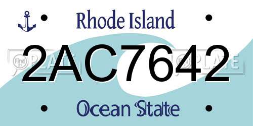 2AC7642 Rhode Island License Plate