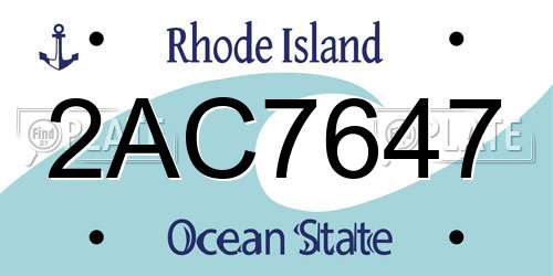2AC7647 Rhode Island License Plate