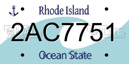 2AC7751 Rhode Island License Plate