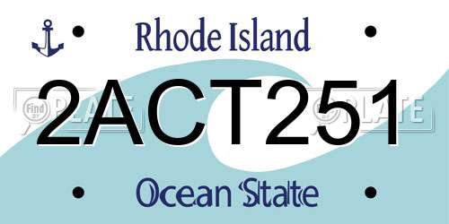 2ACT251 Rhode Island License Plate