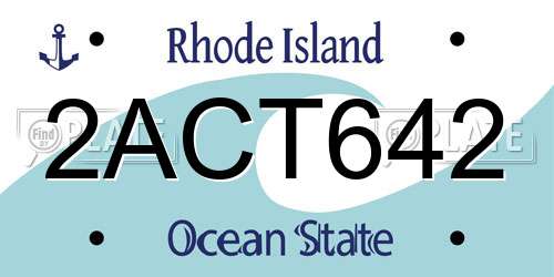 2ACT642 Rhode Island License Plate