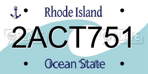 2ACT751 Rhode Island License Plate