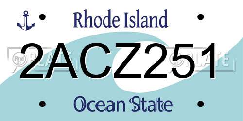2ACZ251 Rhode Island License Plate