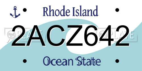 2ACZ642 Rhode Island License Plate