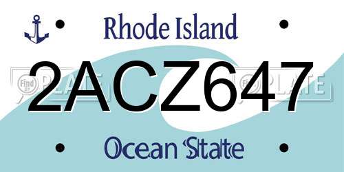2ACZ647 Rhode Island License Plate