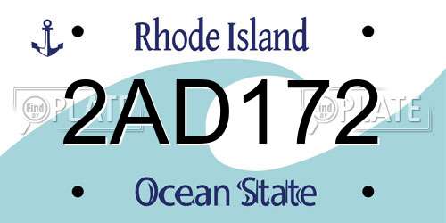 2AD172 Rhode Island License Plate