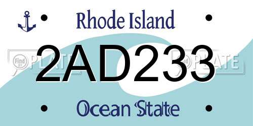 2AD233 Rhode Island License Plate