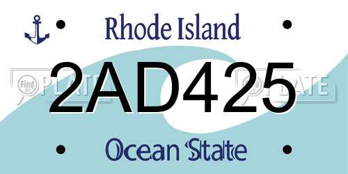 2AD425 Rhode Island License Plate