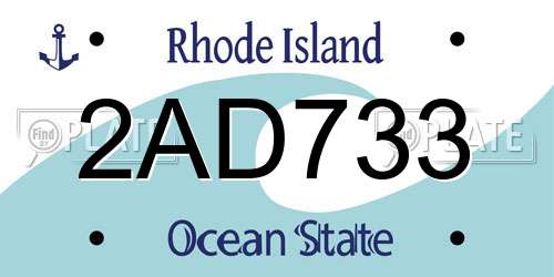 2AD733 Rhode Island License Plate