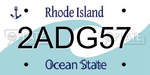 2ADG57 Rhode Island License Plate