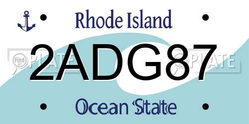 2ADG87 Rhode Island License Plate
