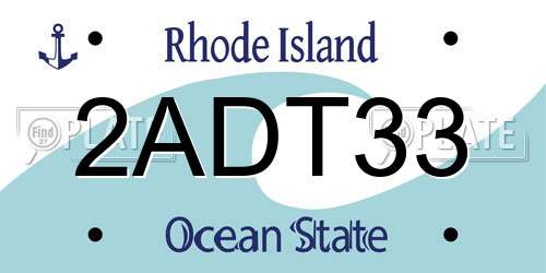 2ADT33 Rhode Island License Plate