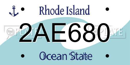 2AE680 Rhode Island License Plate