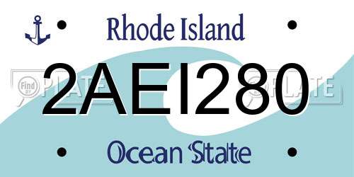 2AEI280 Rhode Island License Plate