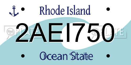 2AEI750 Rhode Island License Plate