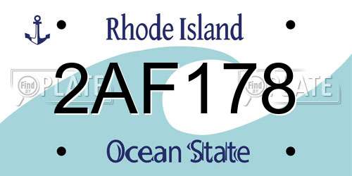 2AF178 Rhode Island License Plate