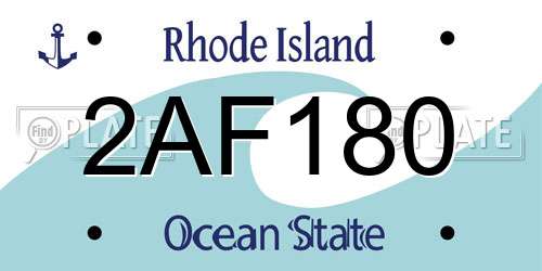 2AF180 Rhode Island License Plate