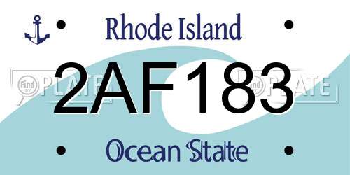 2AF183 Rhode Island License Plate