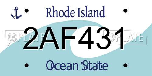 2AF431 Rhode Island License Plate