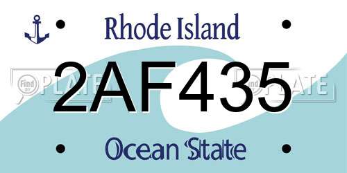 2AF435 Rhode Island License Plate