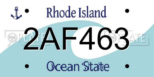 2AF463 Rhode Island License Plate