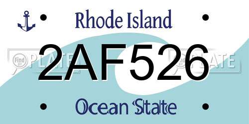 2AF526 Rhode Island License Plate