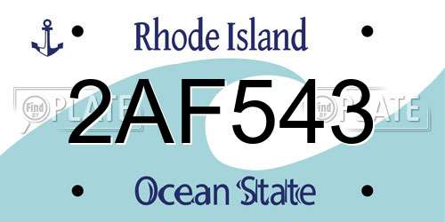 2AF543 Rhode Island License Plate