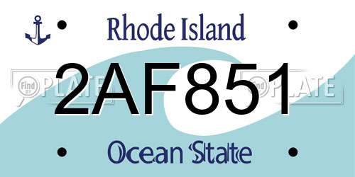 2AF851 Rhode Island License Plate