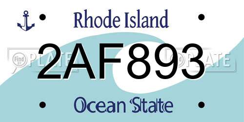 2AF893 Rhode Island License Plate