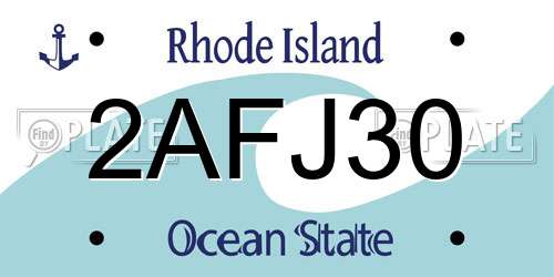 2AFJ30 Rhode Island License Plate