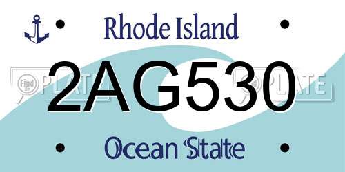 2AG530 Rhode Island License Plate