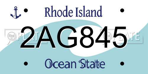 2AG845 Rhode Island License Plate