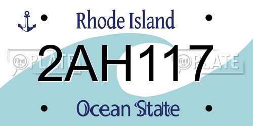 2AH117 Rhode Island License Plate