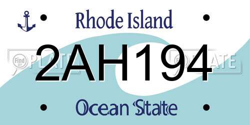 2AH194 Rhode Island License Plate