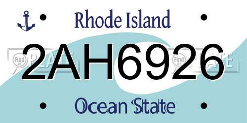 2AH6926 Rhode Island License Plate