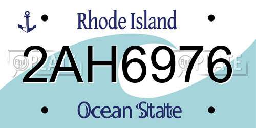 2AH6976 Rhode Island License Plate