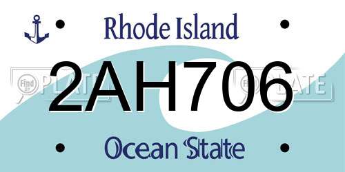 2AH706 Rhode Island License Plate