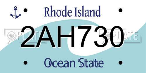 2AH730 Rhode Island License Plate