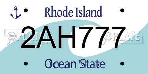 2AH777 Rhode Island License Plate